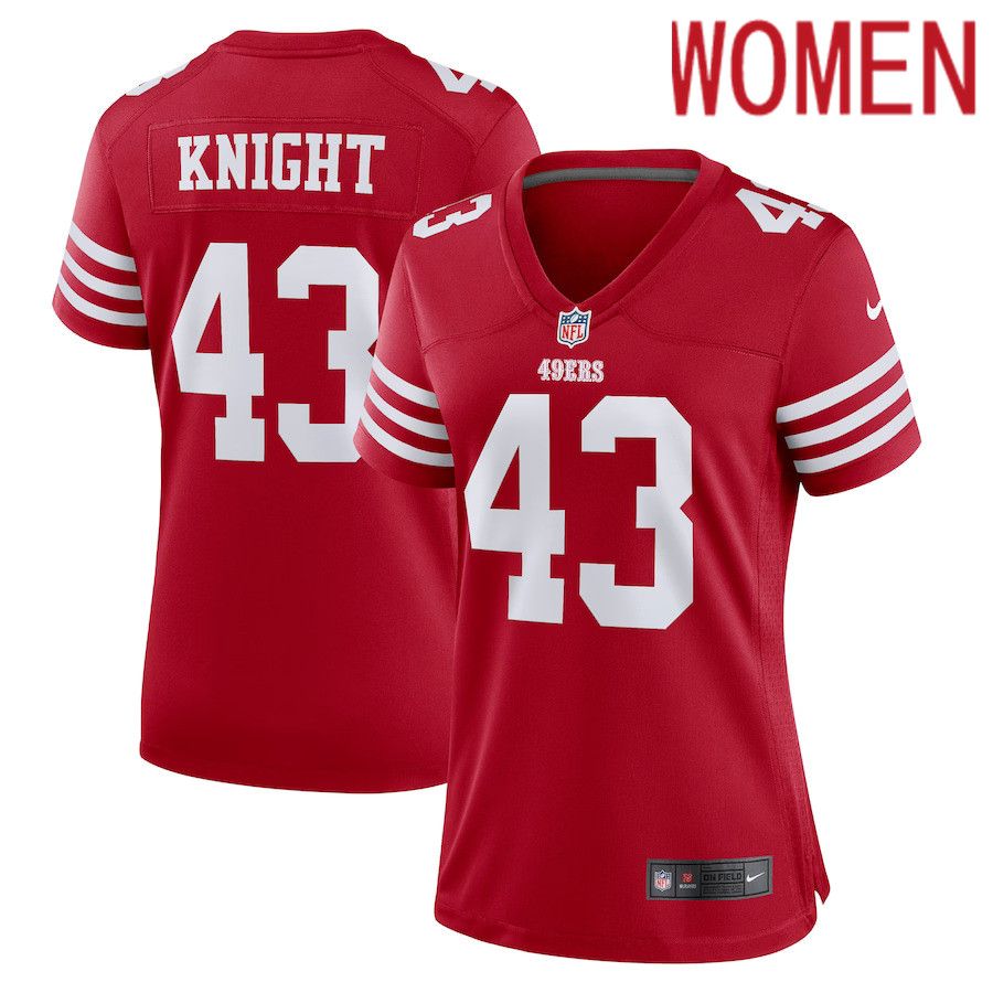Women San Francisco 49ers 43 Qwuantrezz Knight Nike Scarlet Game Player NFL Jersey